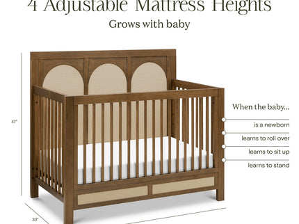 M24801NLPSEW,Namesake,Eloise 4-in-1 Convertible Crib in Natural Walnut & Performance Sand Eco-Weave