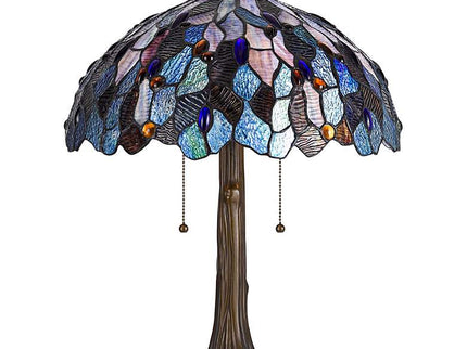 Cal Lighting 22 1/2" Antique Brass and Blue Glass Accent Lamp