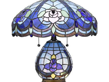 Cal Lighting Cobalt Blue Flower 19 3/4" Tiffany-Style Night Light Lamp