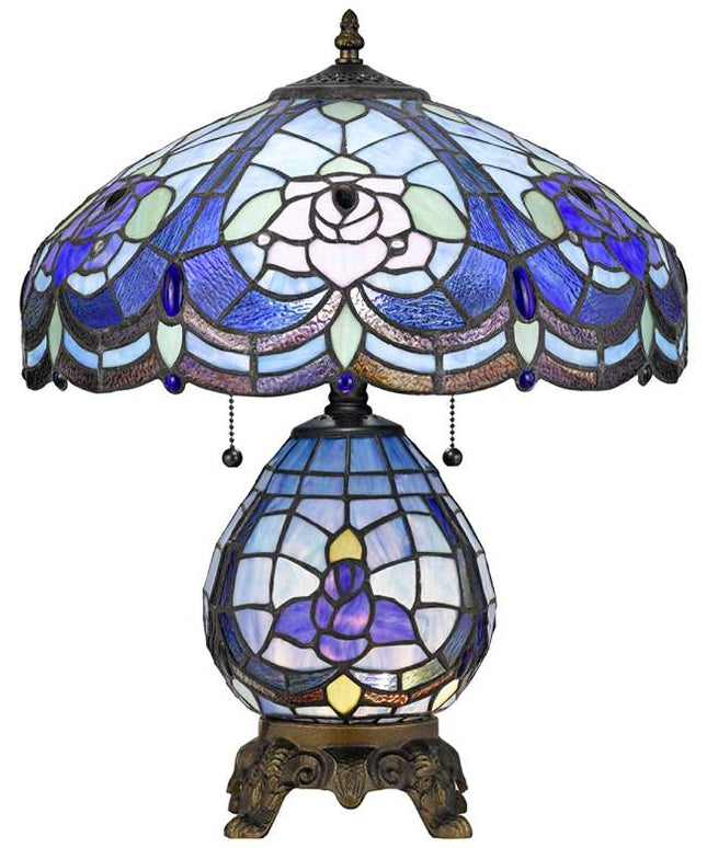 Cal Lighting Cobalt Blue Flower 19 3/4" Tiffany-Style Night Light Lamp