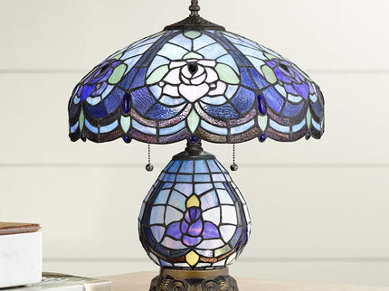 Cal Lighting Cobalt Blue Flower 19 3/4" Tiffany-Style Night Light Lamp