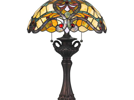 Cal Lighting Markham 25" Bronze and Tiffany-Style Glass Table Lamp