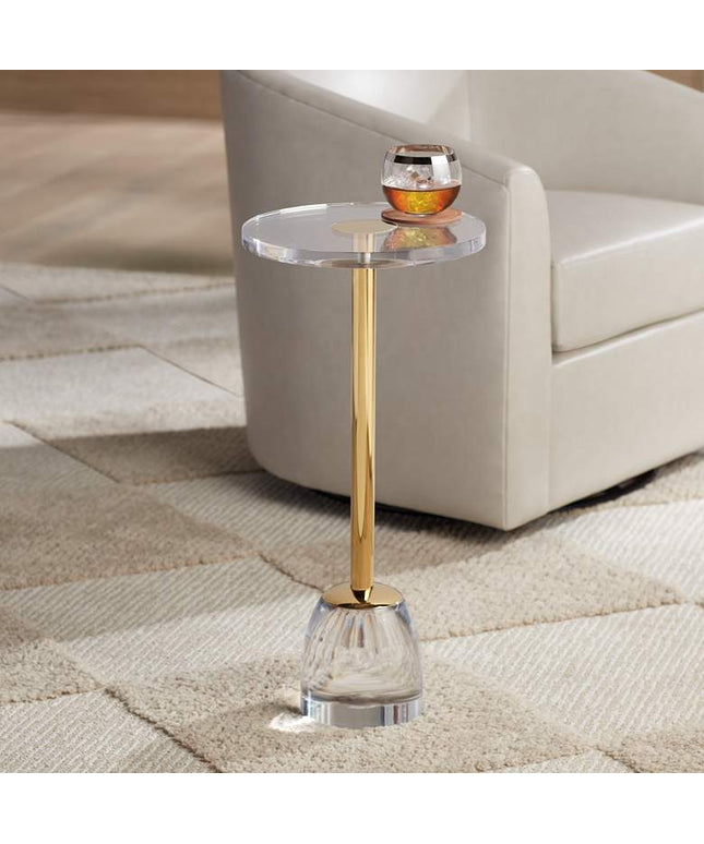 Caldwell 11 3/4" Wide High Shining Gold Round Side Table