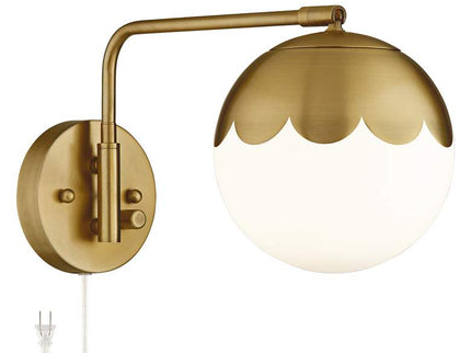 Camila 8 1/4" Brass and Glass Globe Plug-In Wall Lamp