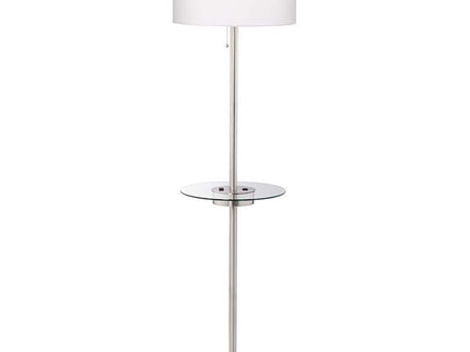 Caper 60 1/2" Nickel Tray Table USB and Outlet Floor Lamp