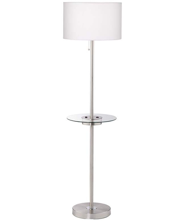 Caper 60 1/2" Nickel Tray Table USB and Outlet Floor Lamp