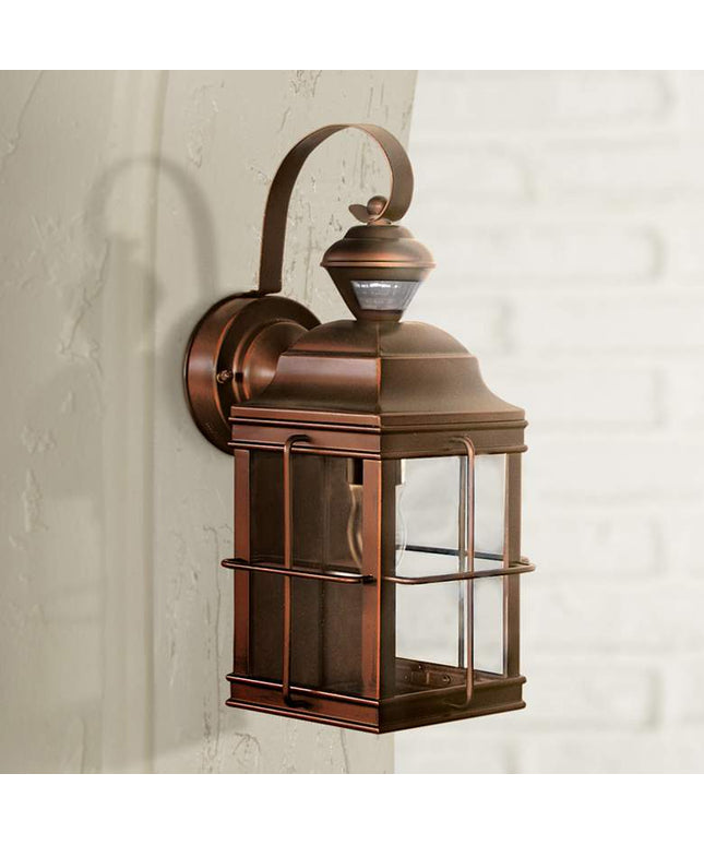 Carriage House 14 3/4" Bronze Lantern Motion Sensor Outdoor Light