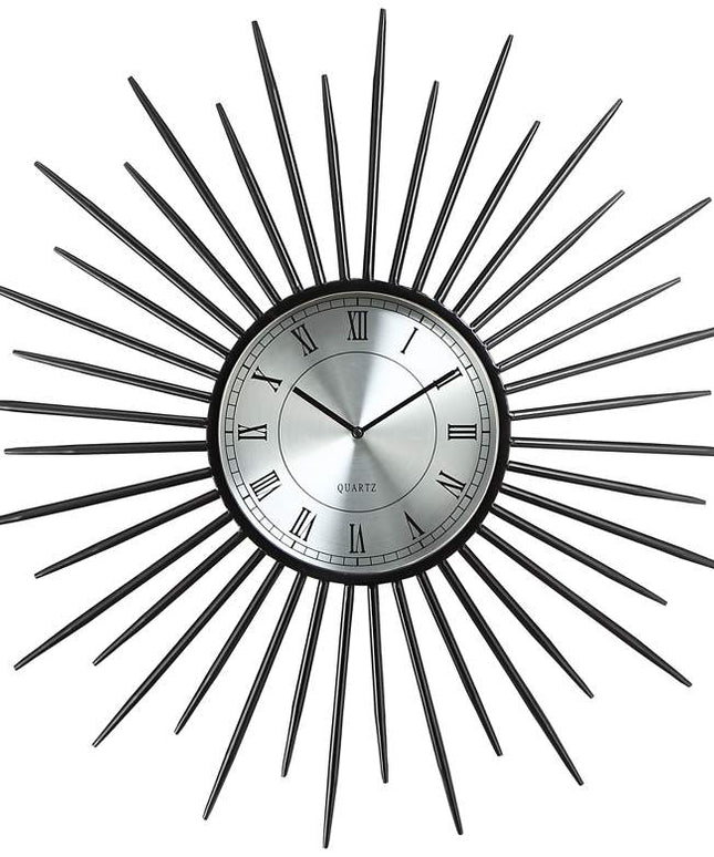 Castallia Black 28" Round Metal Sunburst Wall Clock