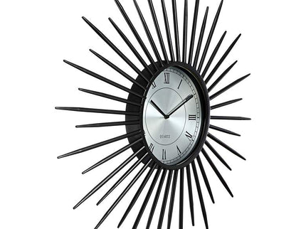 Castallia Black 28" Round Metal Sunburst Wall Clock