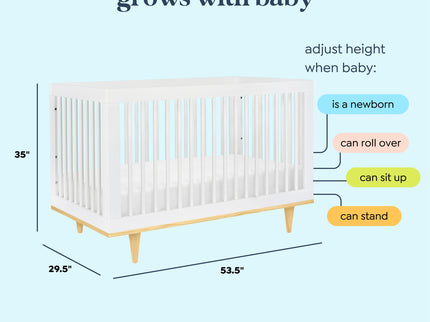 W4901WN,DaVinci,Marley 3-In-1 Convertible Crib in White Finish and Natural Legs