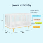 W4901WN,DaVinci,Marley 3-In-1 Convertible Crib in White Finish and Natural Legs