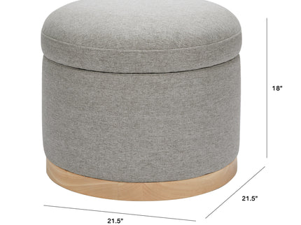M22885PGEWLB,Babyletto,Naka Storage Ottoman in Performance Grey Eco-Weave w/ Light Wood Base