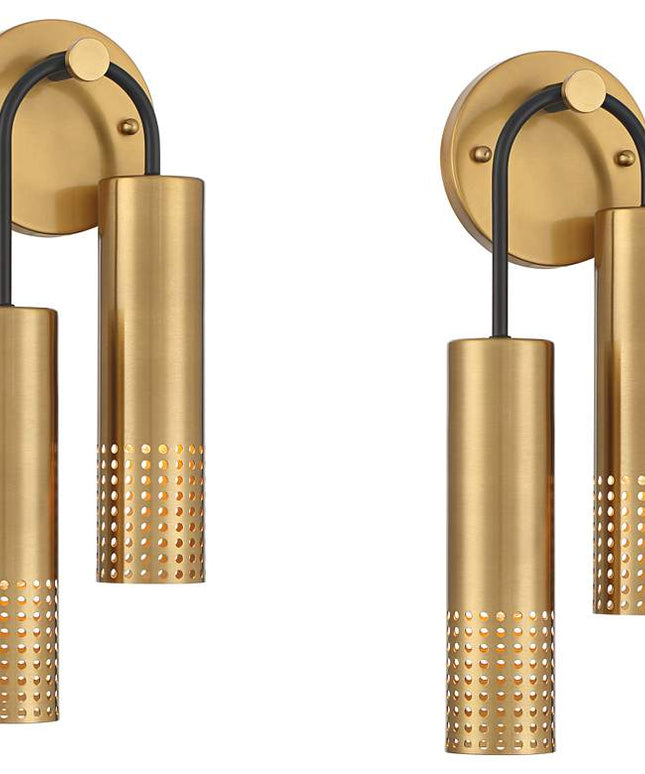 Celine 16" High Warm Gold 2-Light Wall Sconce Set of 2