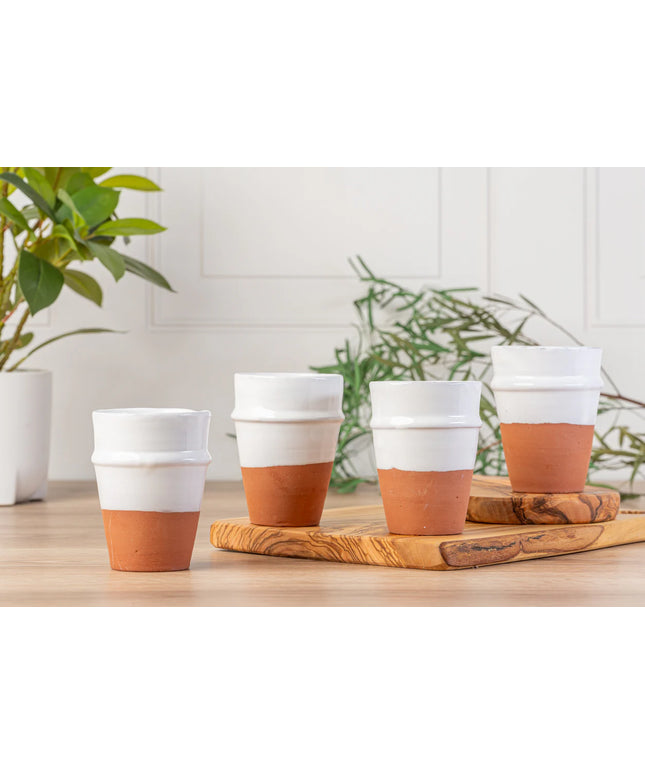 Moroccan Beldi Ceramic Cups White - Set of 4