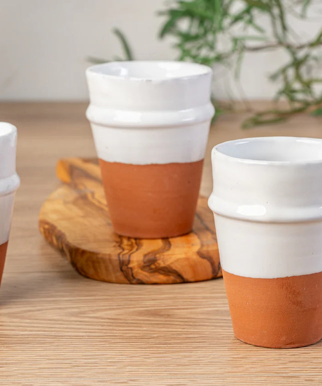 Moroccan Beldi Ceramic Cups White - Set of 4