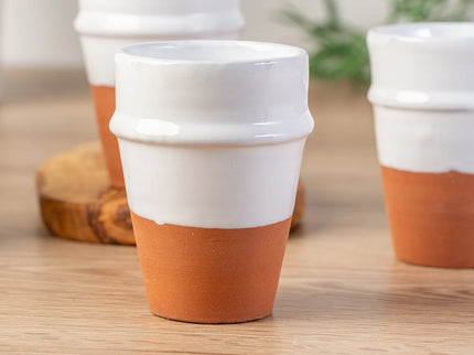 Moroccan Beldi Ceramic Cups White - Set of 4