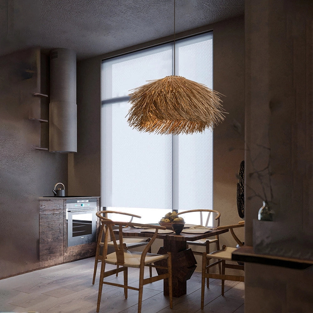 Solari Japanese-style Straw Rattan Chandelier