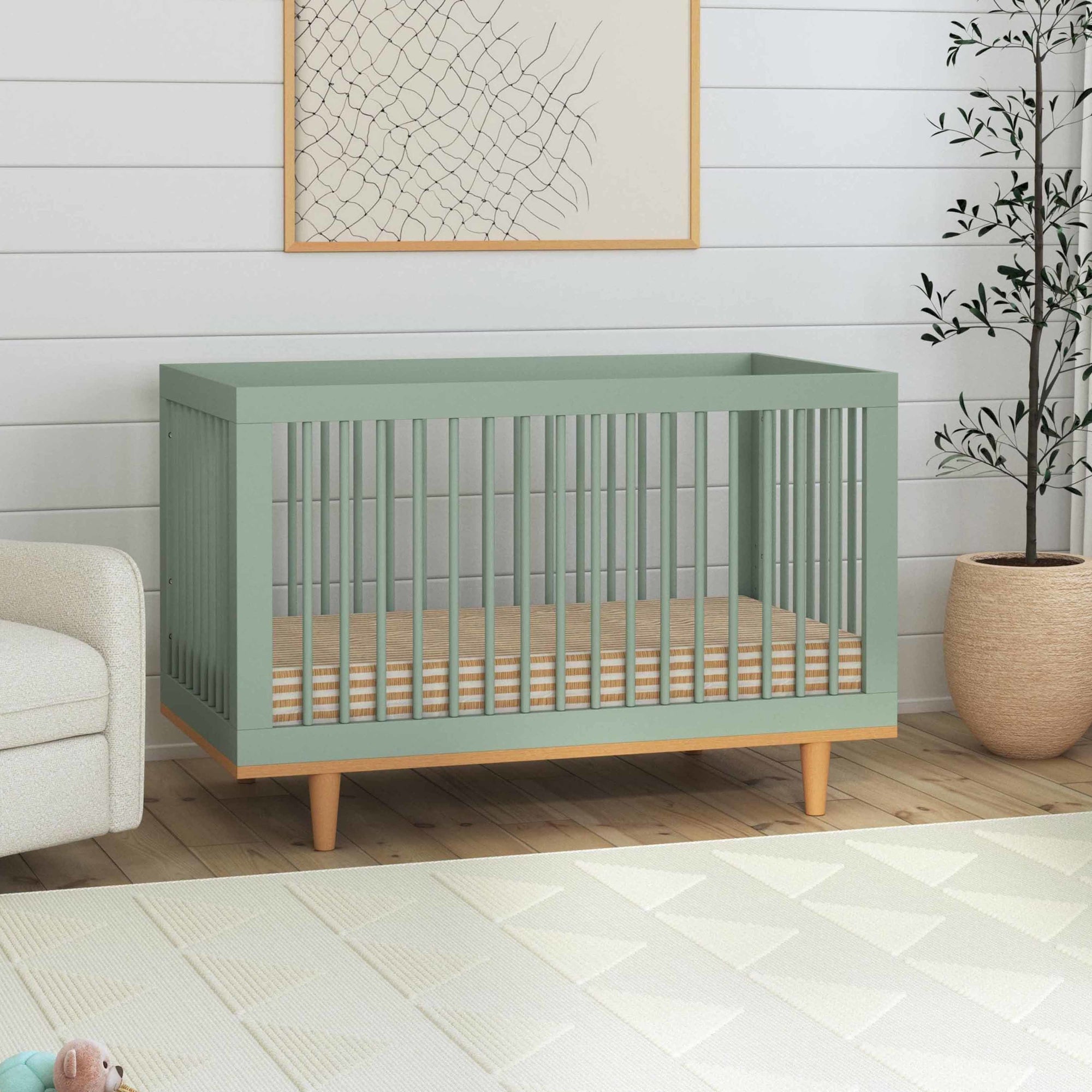 W4901LSHY,DaVinci,Marley 3-In-1 Convertible Crib in Light Sage & Honey