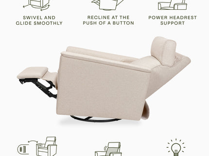 M17182PBEW,Namesake,Willa Pro Power Glider Recliner w/ Power Lumbar in Performance Beach Eco-Weave