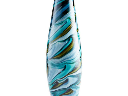 Chalcedony Large 19 3/4" High Multi-Color Blue Glass Vase