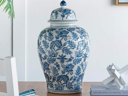 Chinoiserie 23 1/4" High Blue and White Ginger Jar with Lid
