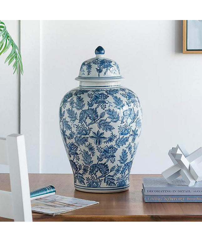 Chinoiserie 23 1/4" High Blue and White Ginger Jar with Lid