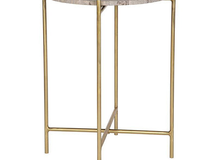 Cinnabar Road Odelia 16"W Gold and Dark Travertine Accent Table