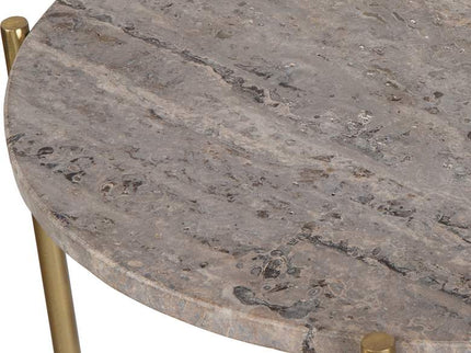 Cinnabar Road Odelia 16"W Gold and Dark Travertine Accent Table