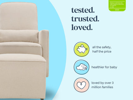 M11687CM,DaVinci,Olive Glider and Ottoman in Cream Finish w/Cream Piping