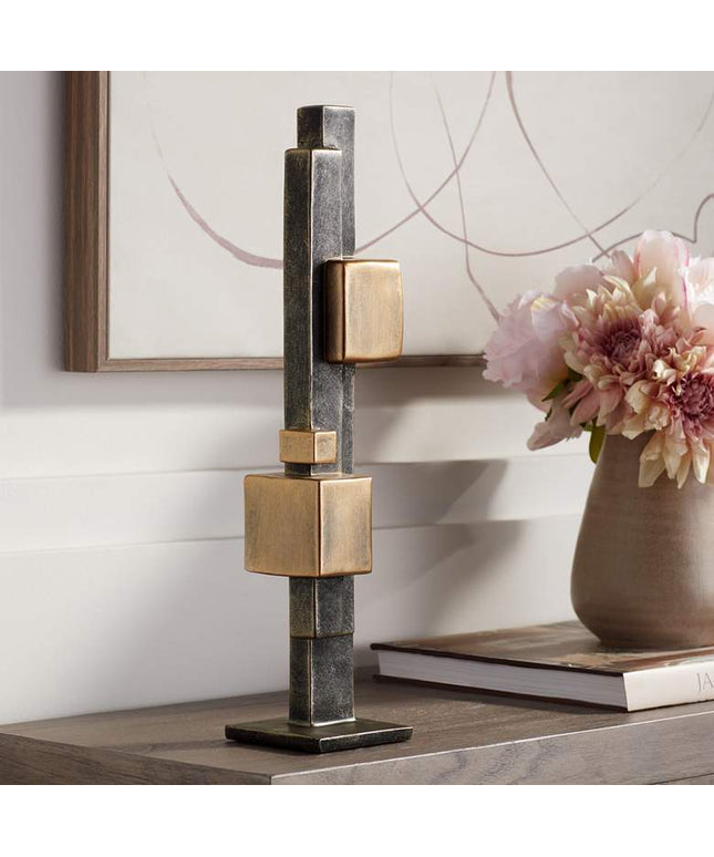 Cityscape 16 1/4" High Antique Brass Decorative Sculpture