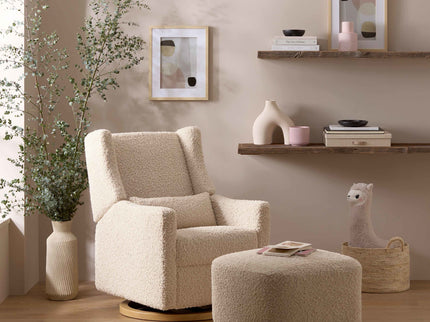 M26385ATLB,Babyletto,Kiwi Gliding Ottoman in Almond Teddy Loop w/ Light Wood Base
