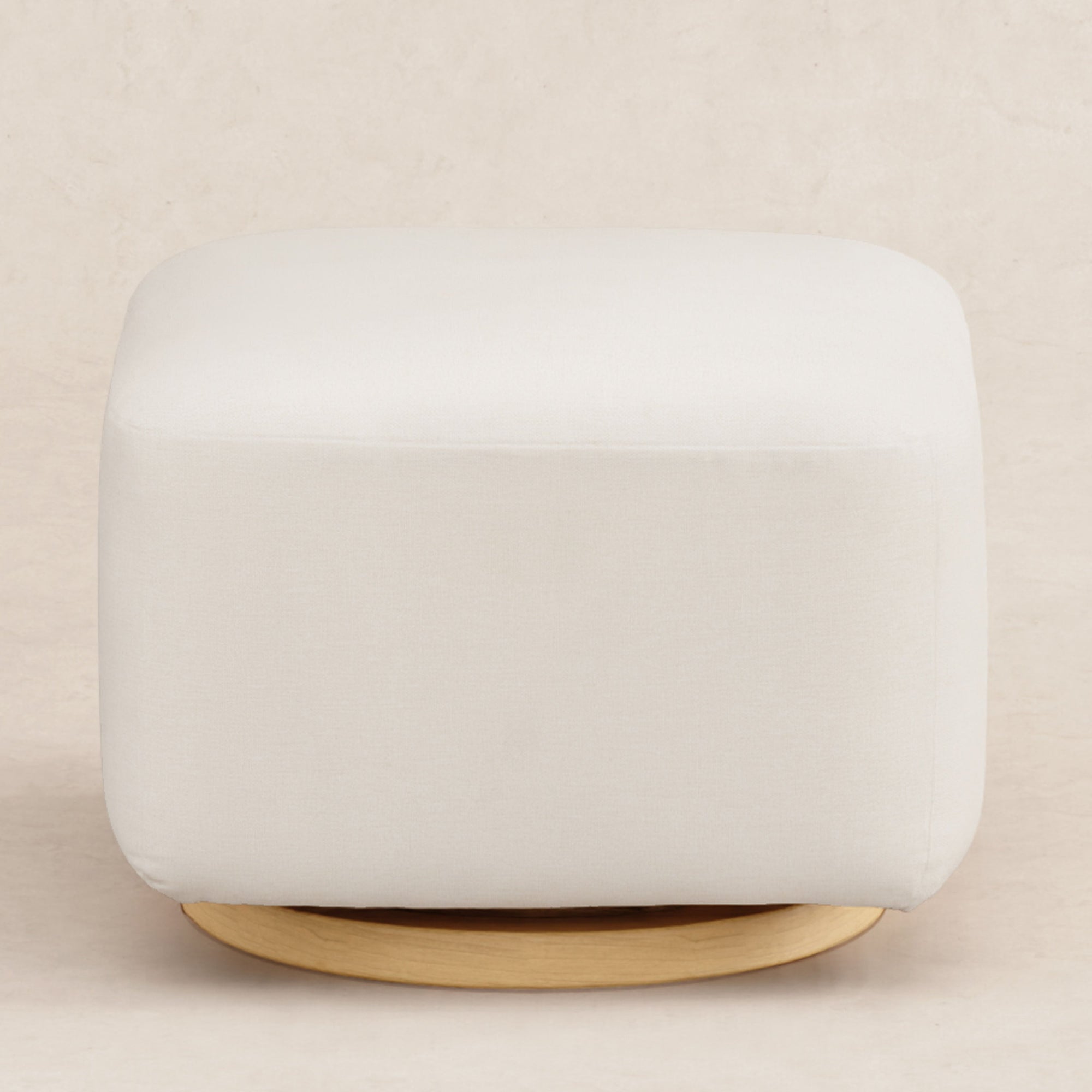 M26385PCMEWLB,Babyletto,Kiwi Gliding Ottoman in Performance Cream Eco-Weave w/ Light Wood Base