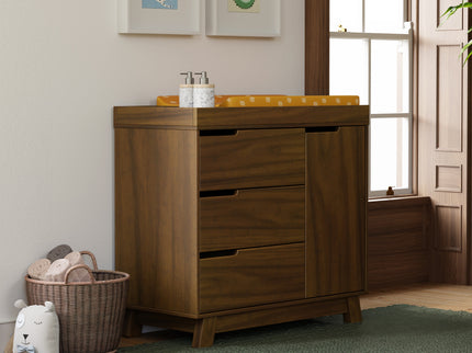 M4223NL,Babyletto,Hudson 3-Drawer Changer Dresser w/Removable Changing Tray in Natural Walnut
