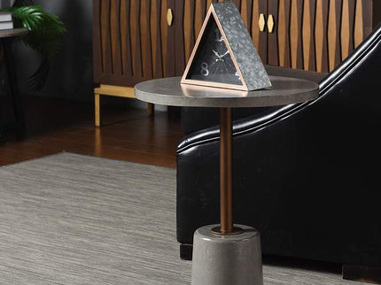 Clayton 17 3/4" Wide Industrial Concrete and Metal Round Accent Table