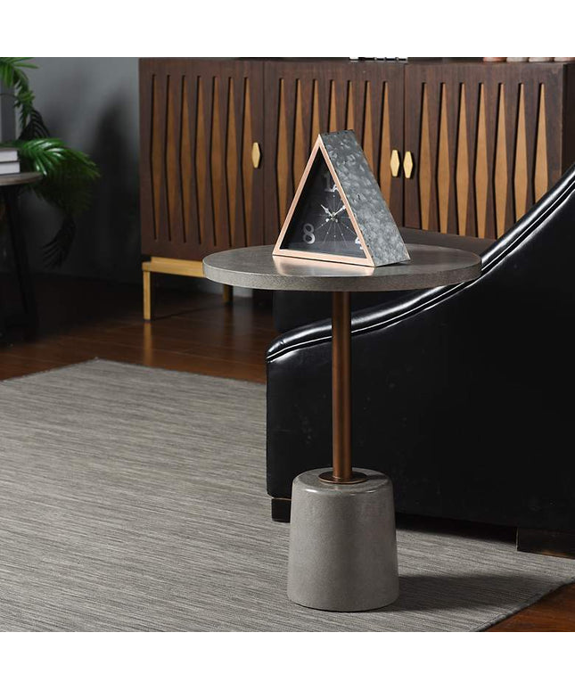 Clayton 17 3/4" Wide Industrial Concrete and Metal Round Accent Table