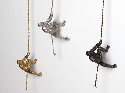 Climbing Man 42" High Bronze Metal Wall Sculpture