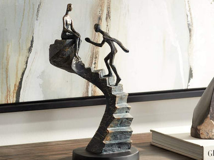 Climbing Stairs 13 3/4" High Bronze Sculpture