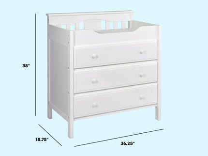 M5925W,DaVinci,Jayden 3-Drawer Changer Dresser In White Finish