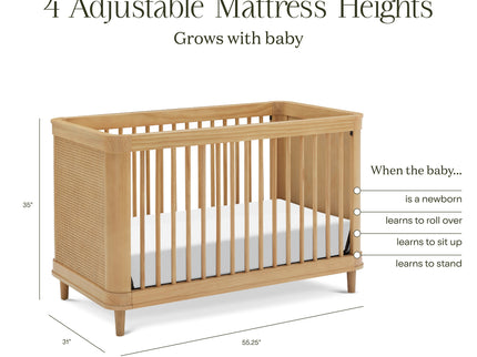 M23701HYHC,Namesake,Marin with Cane 3-in-1 Convertible Crib in Honey and Honey Cane
