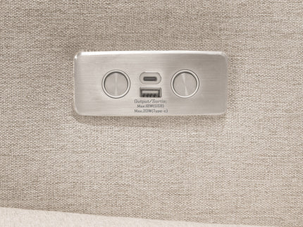 M23085PBEWLB,Babyletto,Sigi Glider Recliner w/ Electronic Control and USB in Performance Beach Eco-Weave w/Light Wood Base