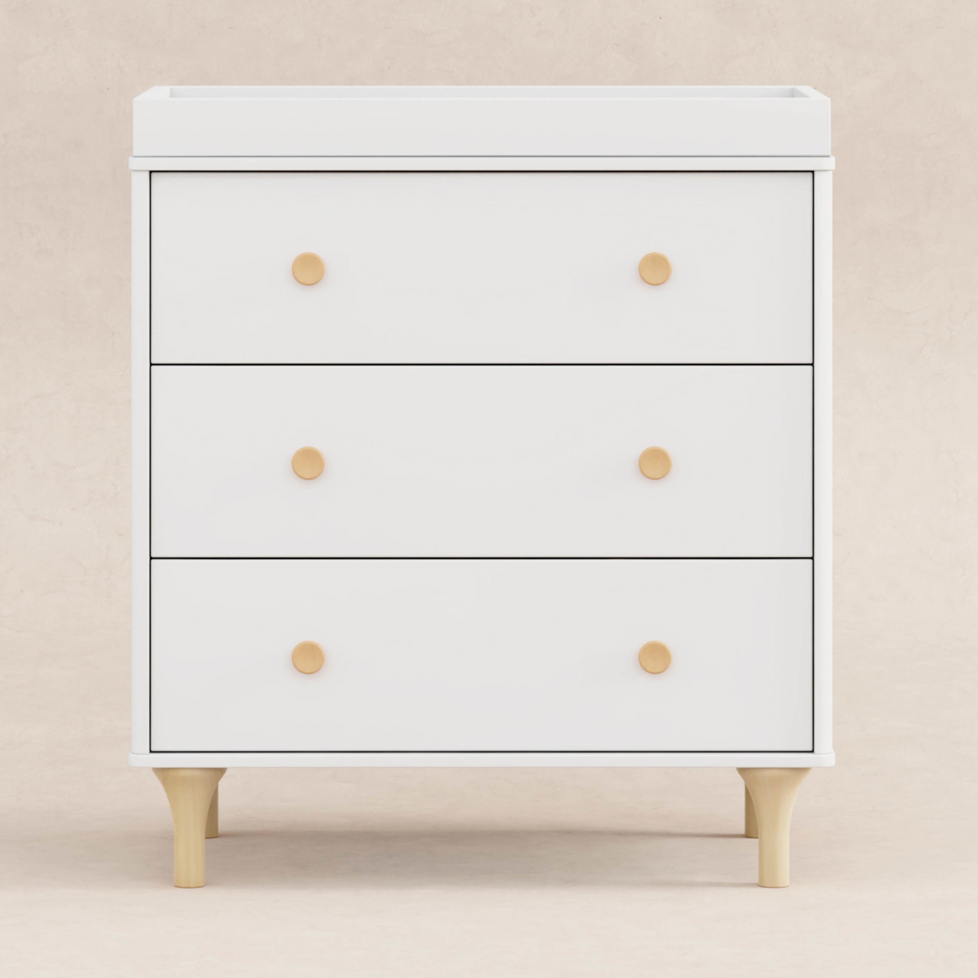 M9023WN,Babyletto,Lolly 3-Drawer Changer Dresser w/Removable Changing Tray in White/Natural