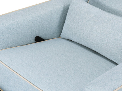 M10887HBLCM,DaVinci,Piper Recliner in Heathered Blue w/ Cream Piping