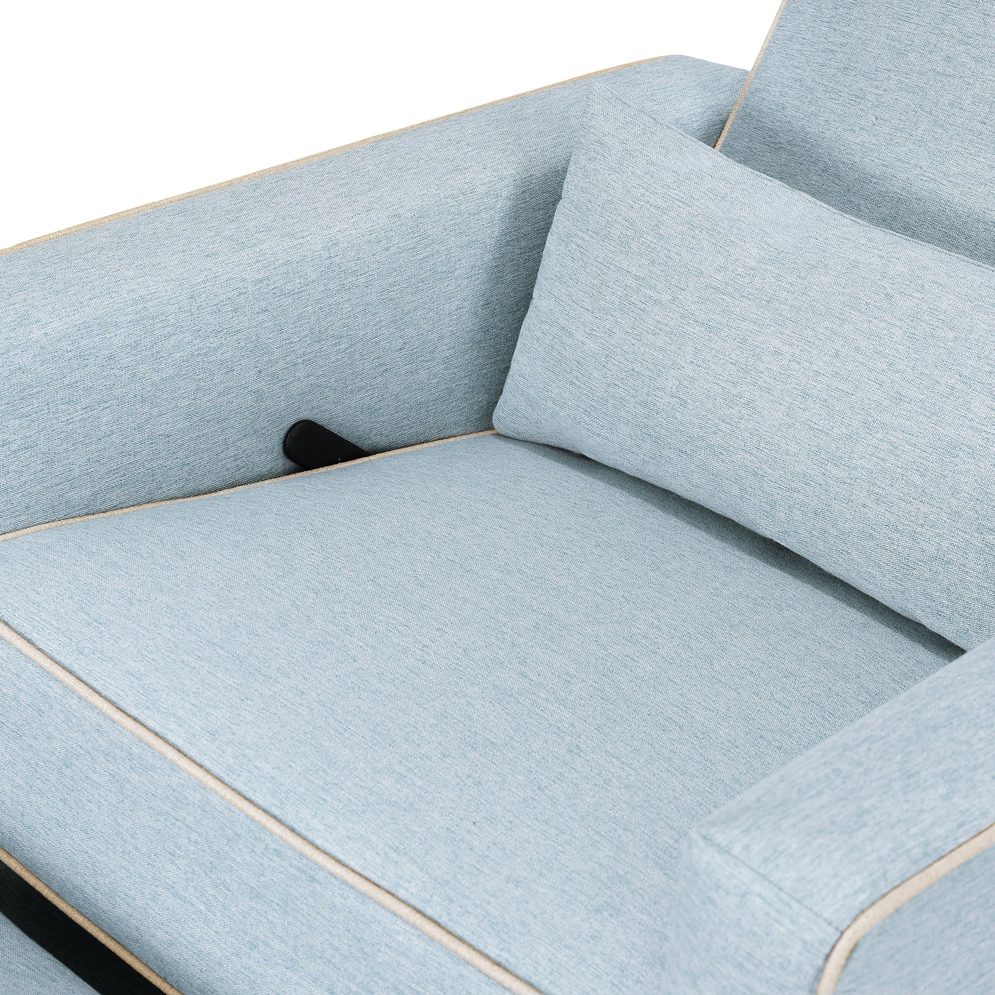 M10887HBLCM,DaVinci,Piper Recliner in Heathered Blue w/ Cream Piping