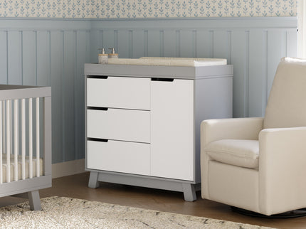 M4223GW,Babyletto,Hudson 3-Drawer Changer Dresser w/Removable Changing Tray in Grey/White