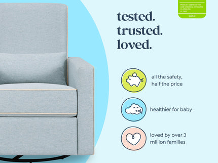 M10887HBLCM,DaVinci,Piper Recliner in Heathered Blue w/ Cream Piping