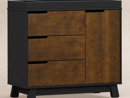 M4223BNL,Babyletto,Hudson 3-Drawer Changer Dresser w/Removable Changing Tray in Black/Natural Walnut