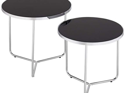 Collins Chrome and Black Glass Nesting Table Set of 2