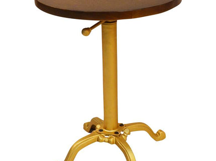 Colton 18" Wide Elm Wood and Gold Adjustable Accent Table