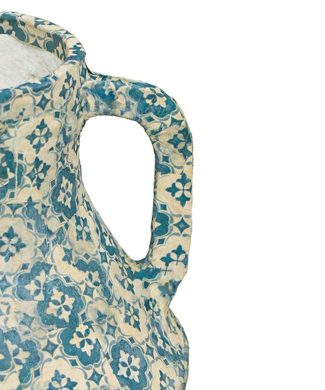 Cotton Mache 12" High Lisbon Tile Decorative Vase