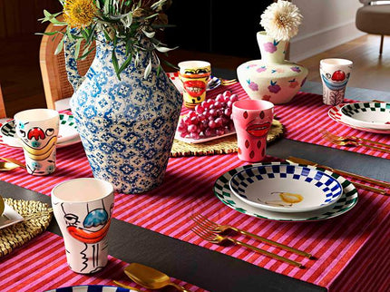 Cotton Mache 12" High Lisbon Tile Decorative Vase